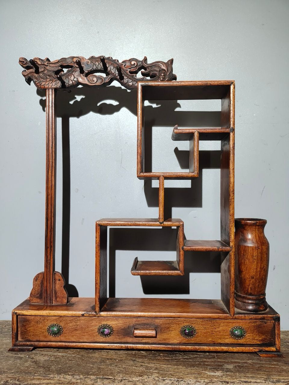 Flower pear wood desk antique rack ornaments