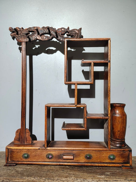 Flower pear wood desk antique rack ornaments