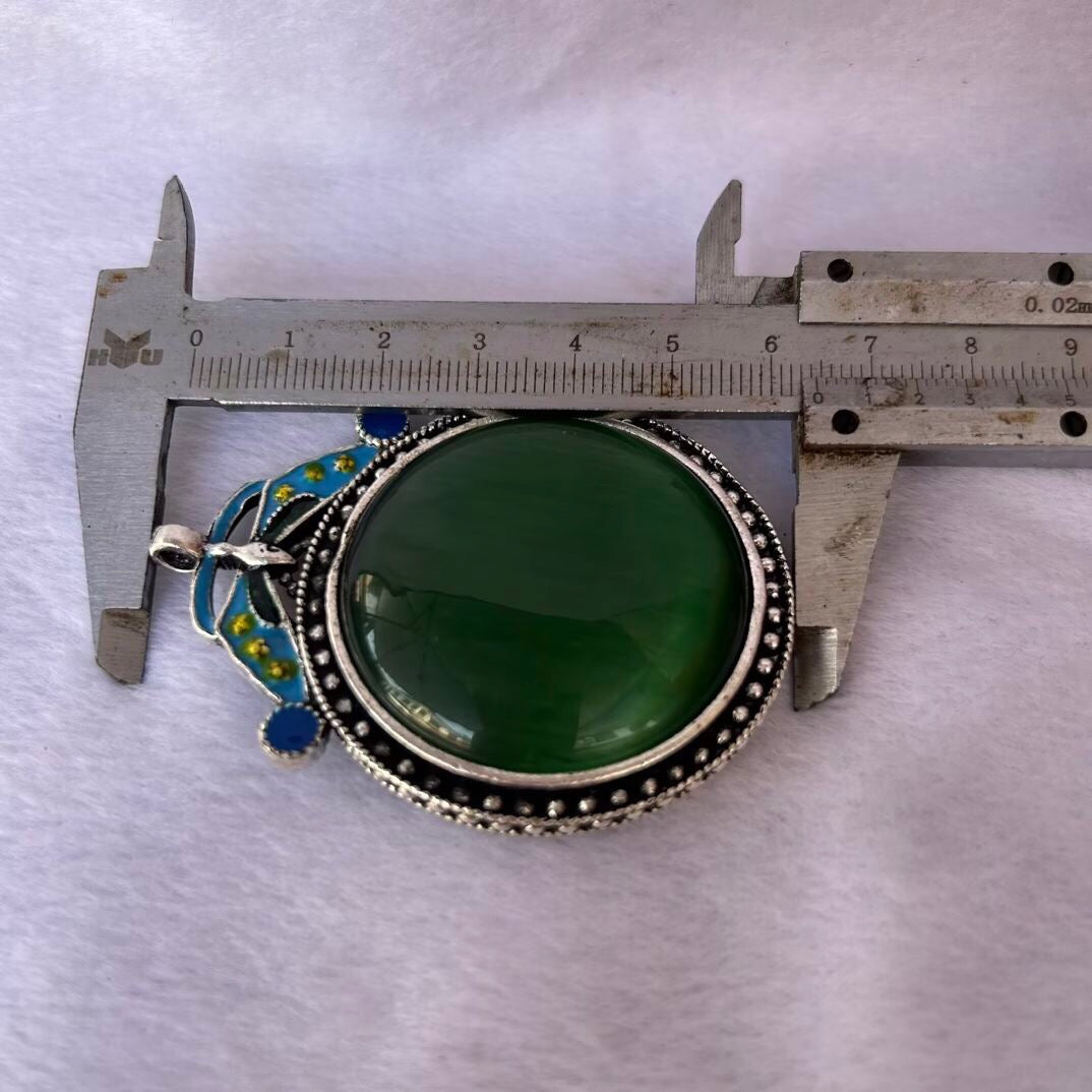 Chinese antique cloisonn é cat eye stone hang tag
