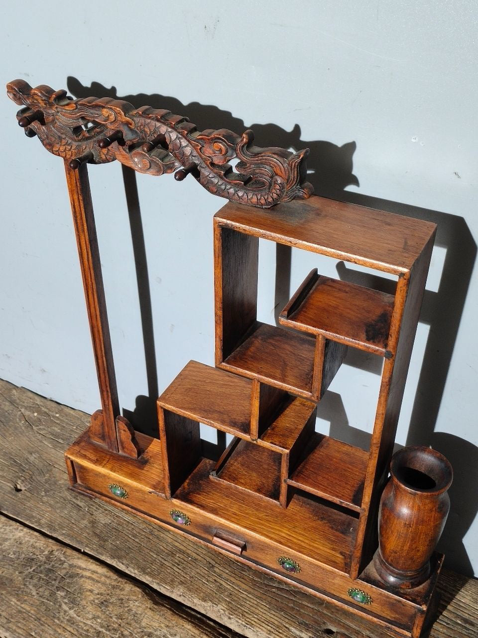 Flower pear wood desk antique rack ornaments