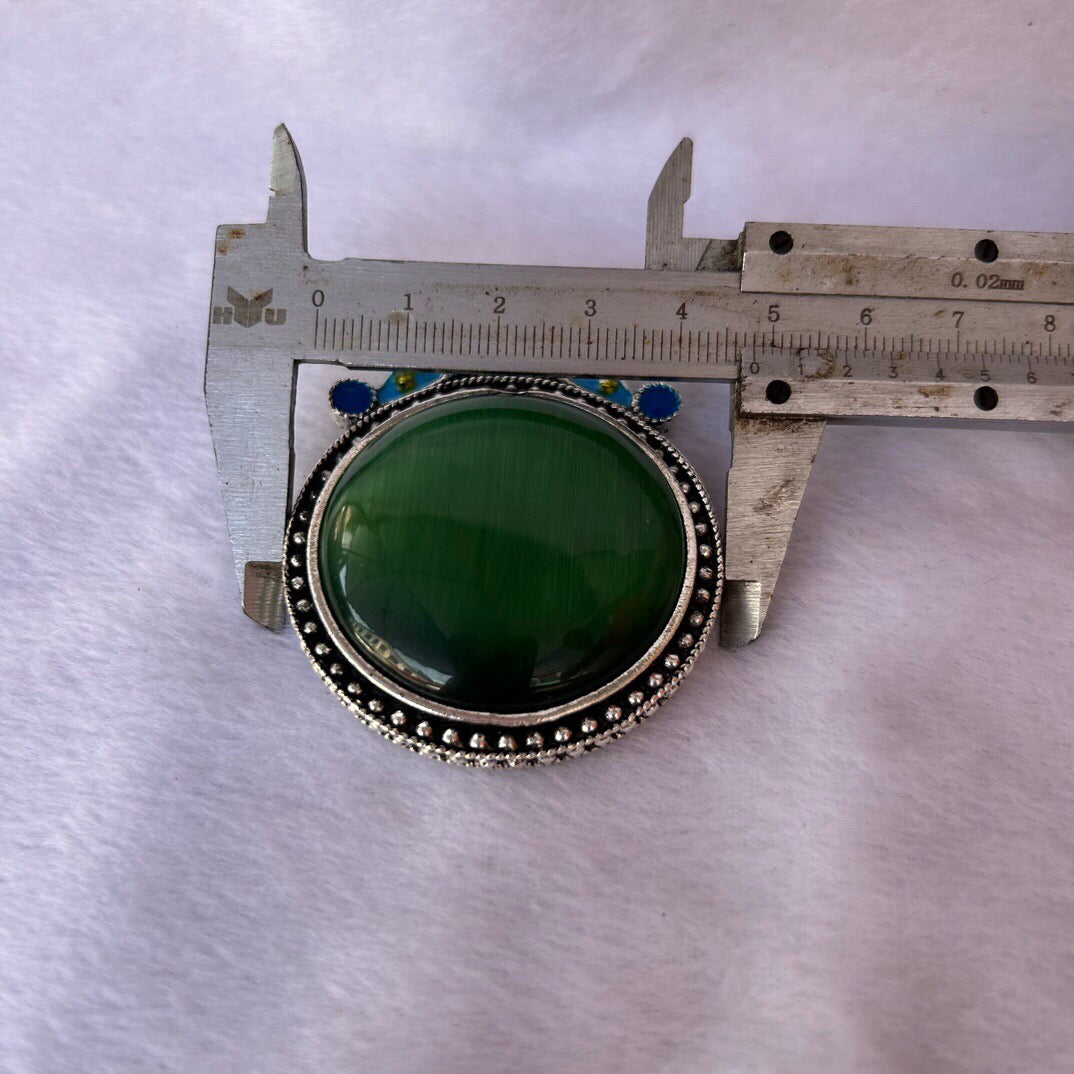 Chinese antique cloisonn é cat eye stone hang tag