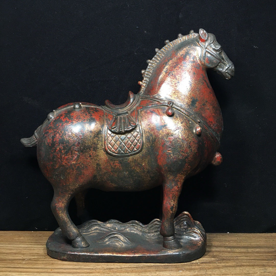 A pair of Chinese antique pure copper Tang horses