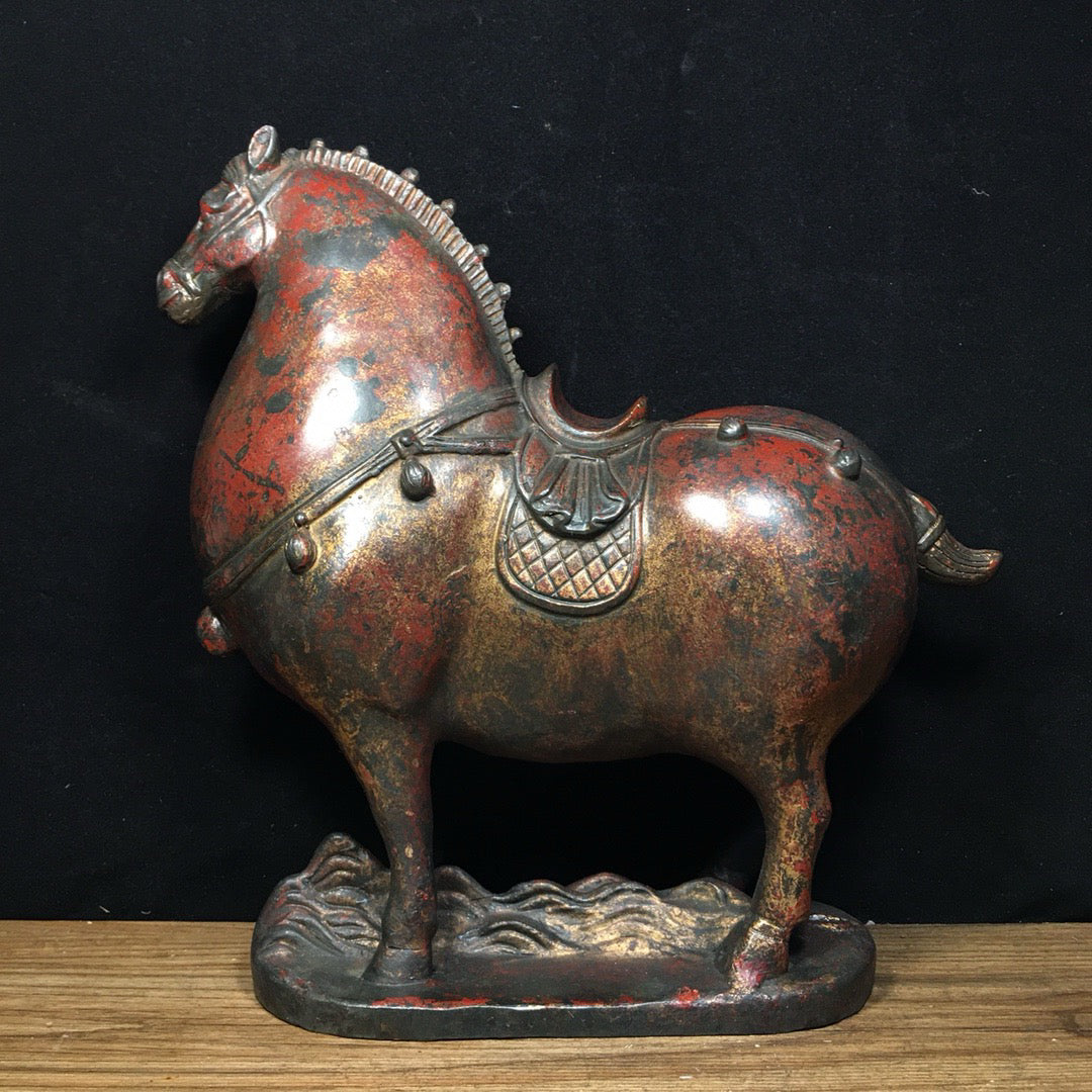 A pair of Chinese antique pure copper Tang horses