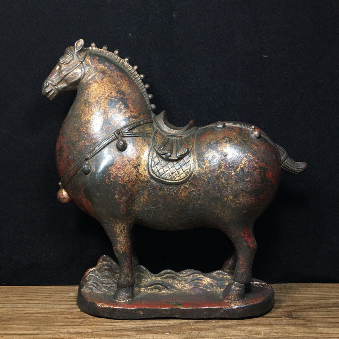 A pair of Chinese antique pure copper Tang horses