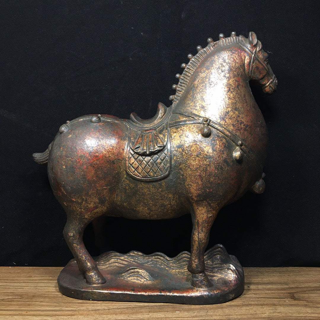 A pair of Chinese antique pure copper Tang horses