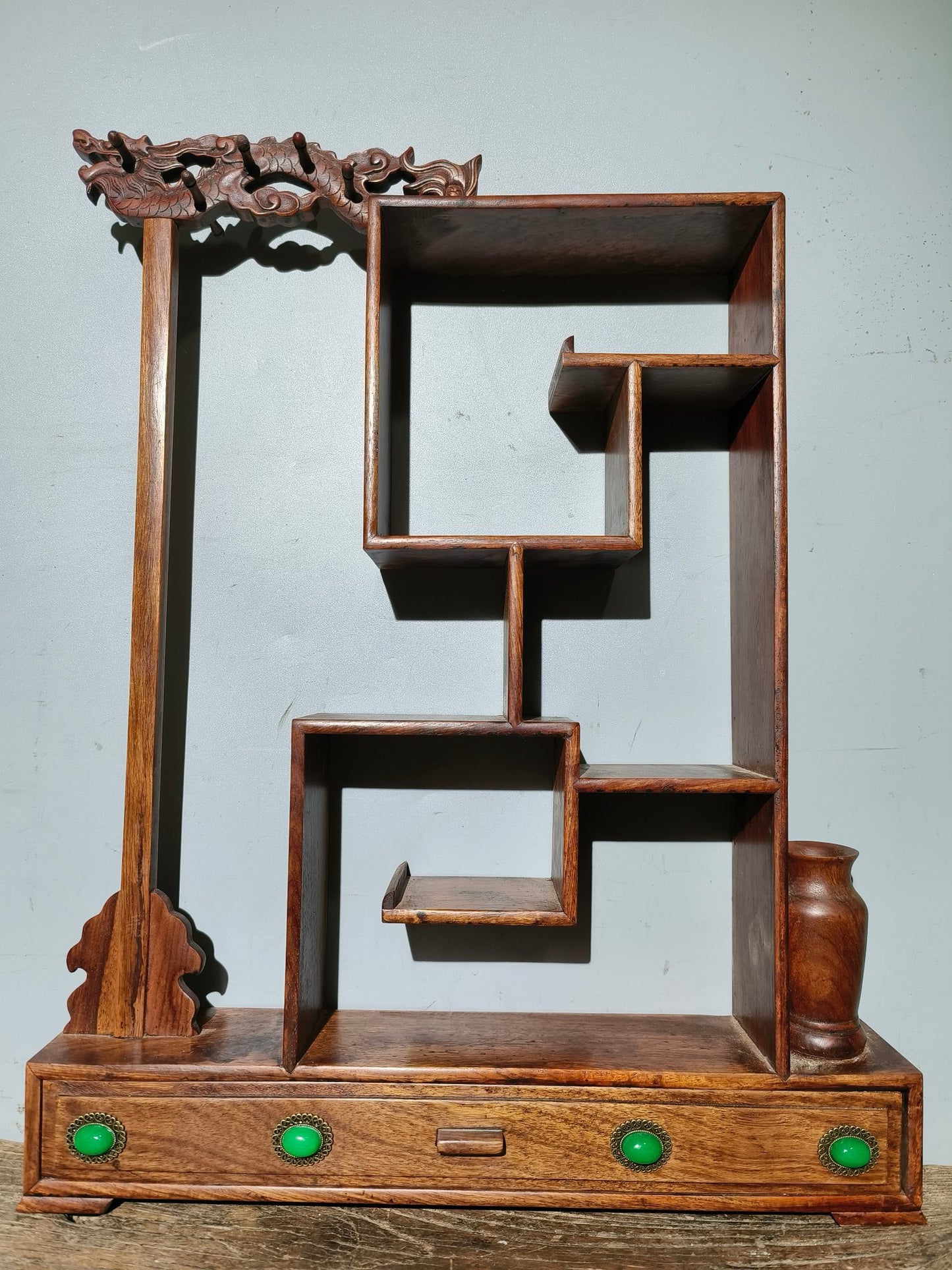 Old pear wood desk large antique rack ornaments