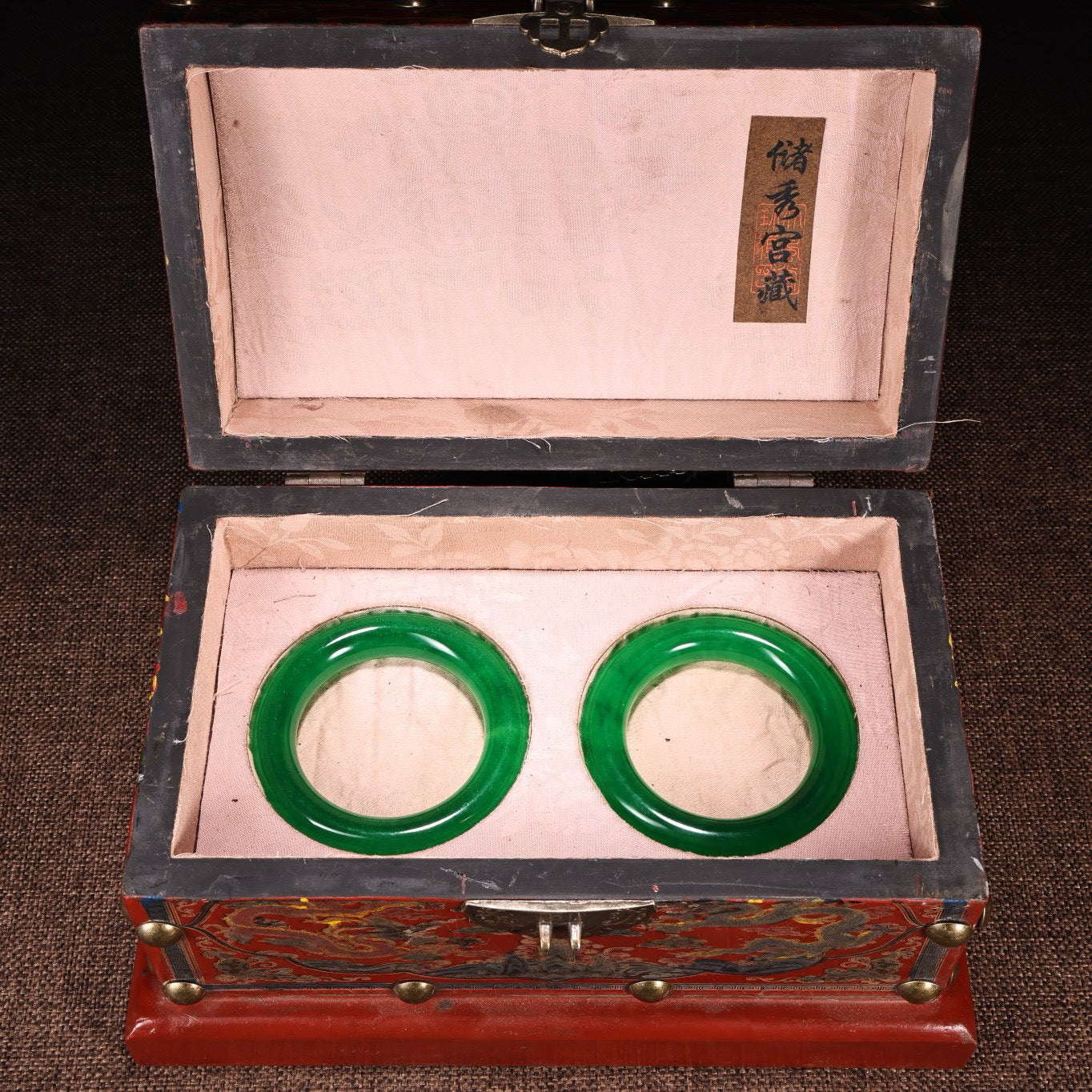 Chinese Antique High Ice Emperor Green Jade Bracelet