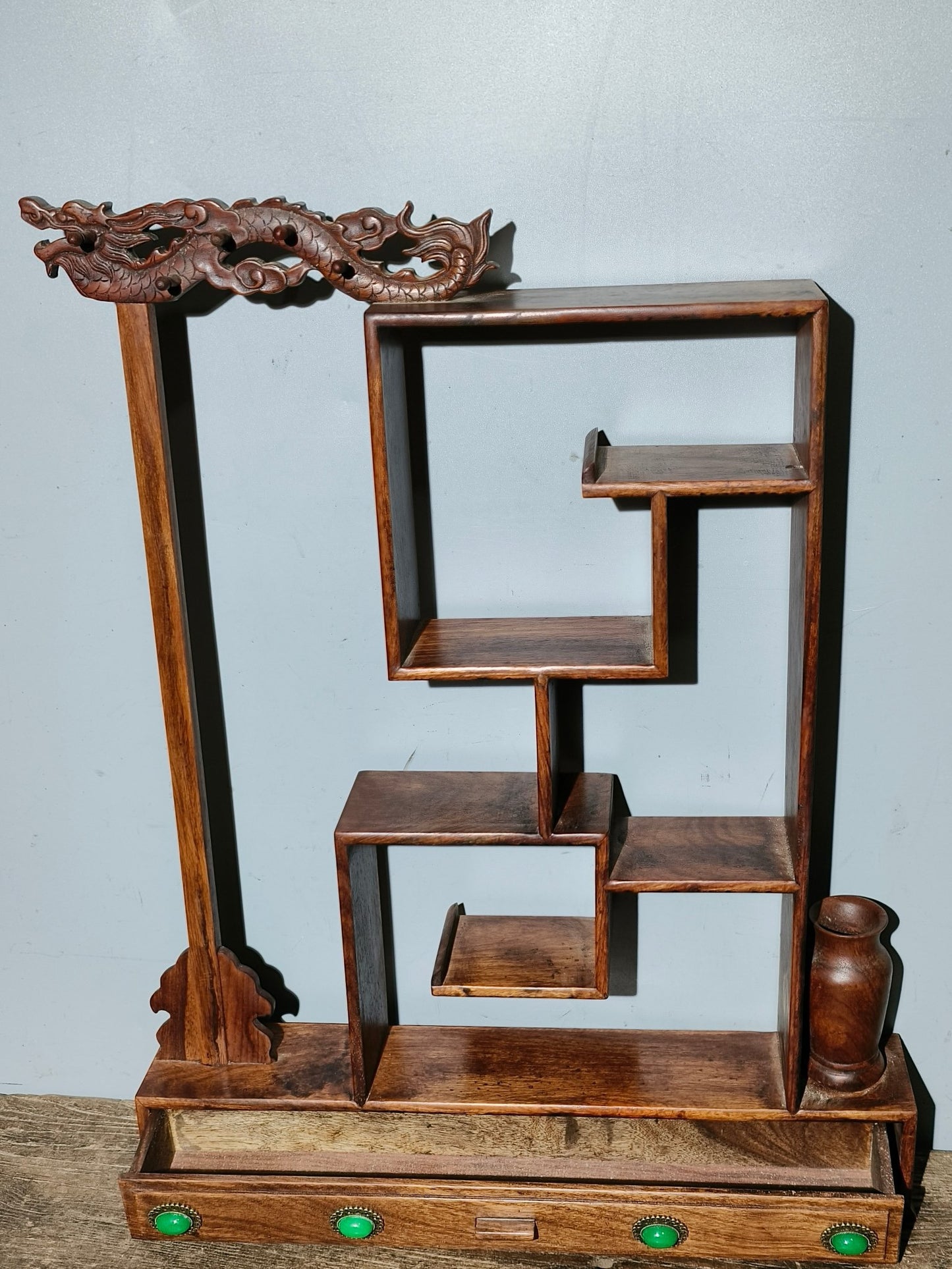 Old pear wood desk large antique rack ornaments