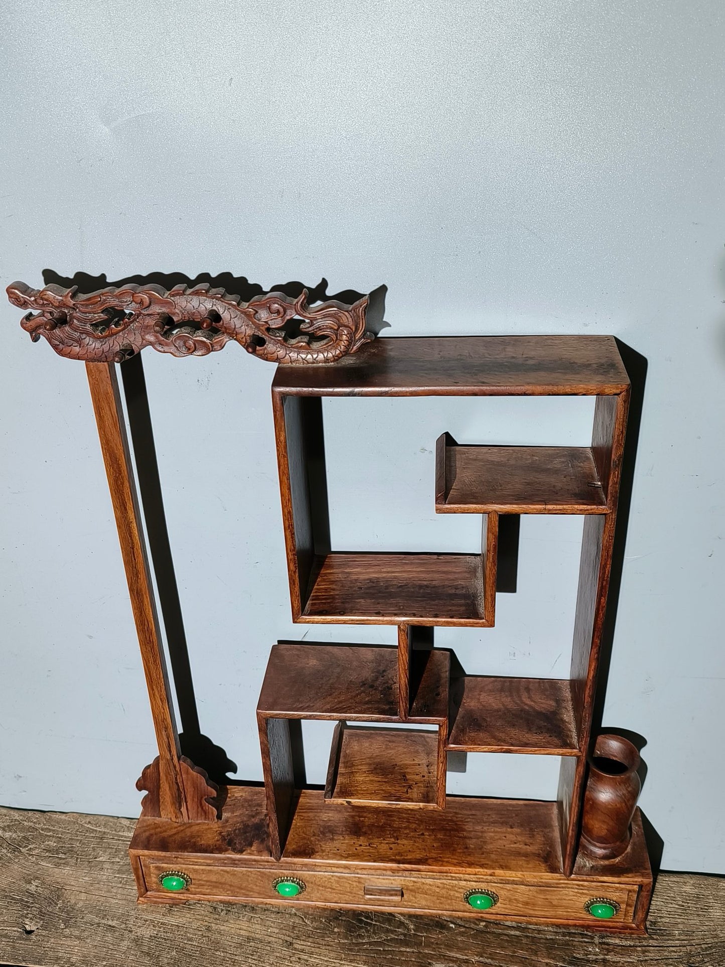 Old pear wood desk large antique rack ornaments