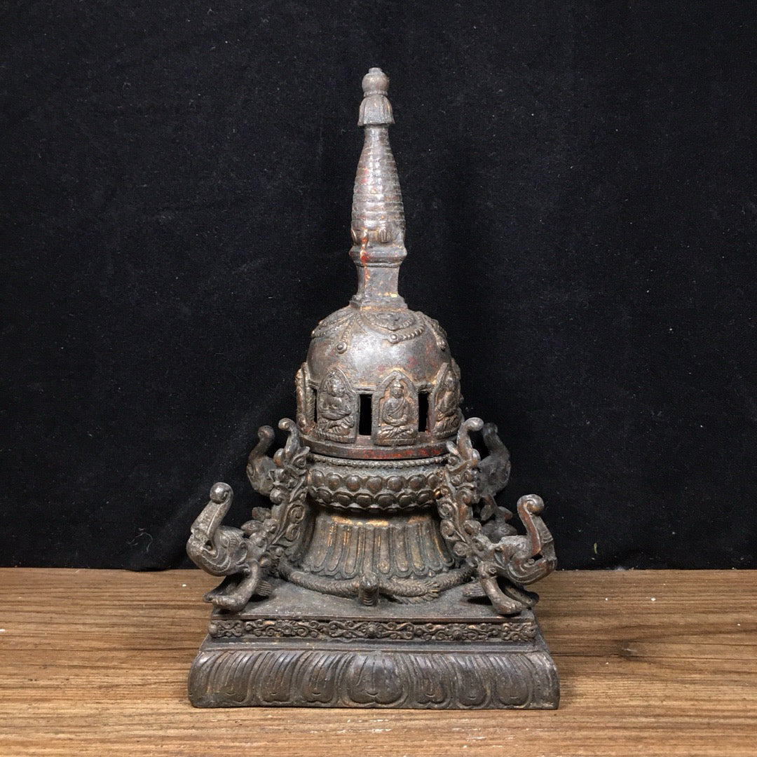 Chinese antique pure copper pagoda