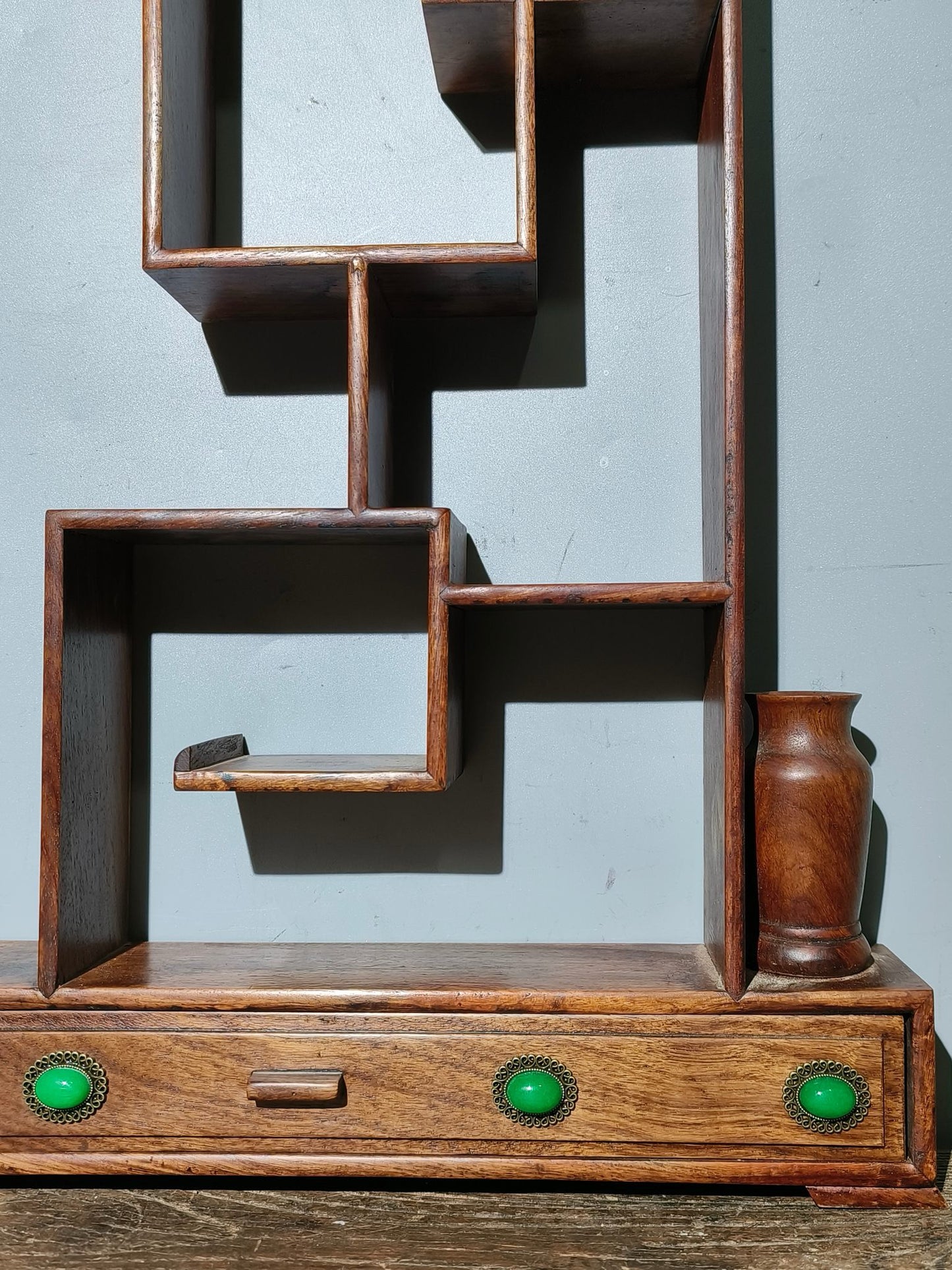 Old pear wood desk large antique rack ornaments