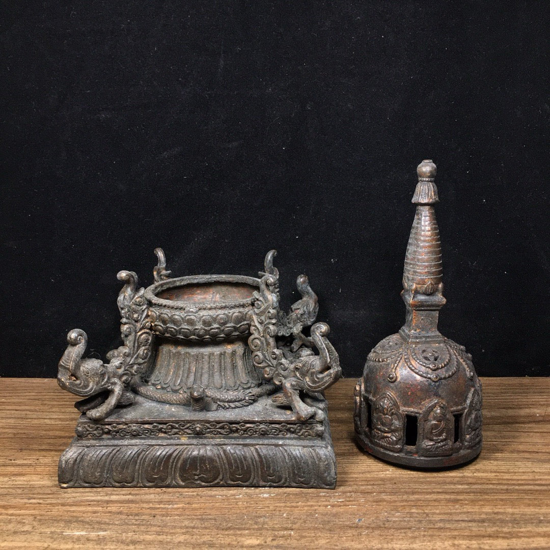 Chinese antique pure copper pagoda