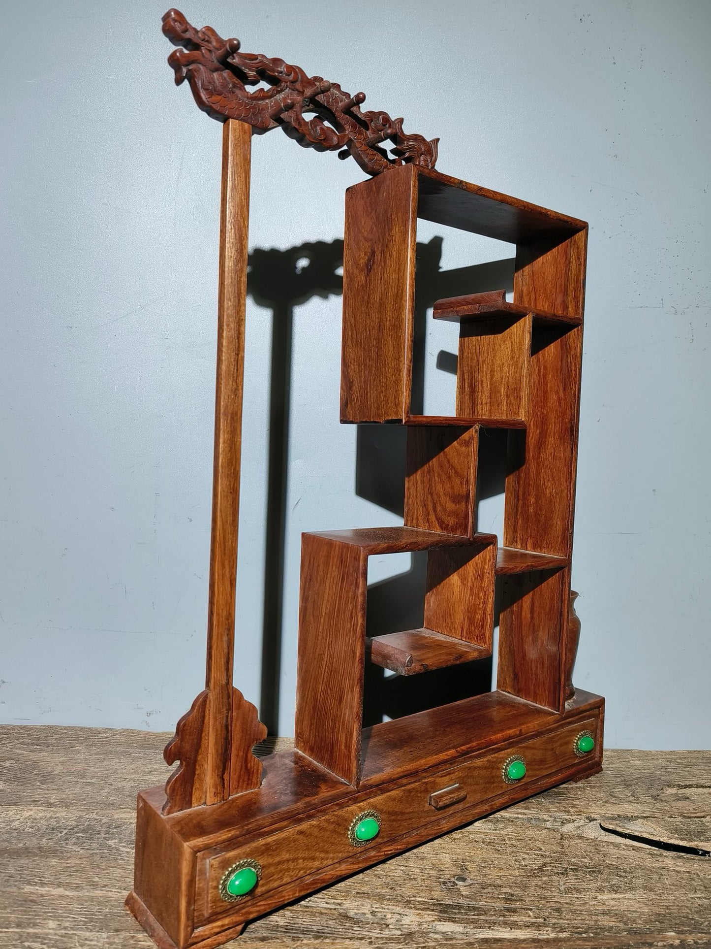 Old pear wood desk large antique rack ornaments