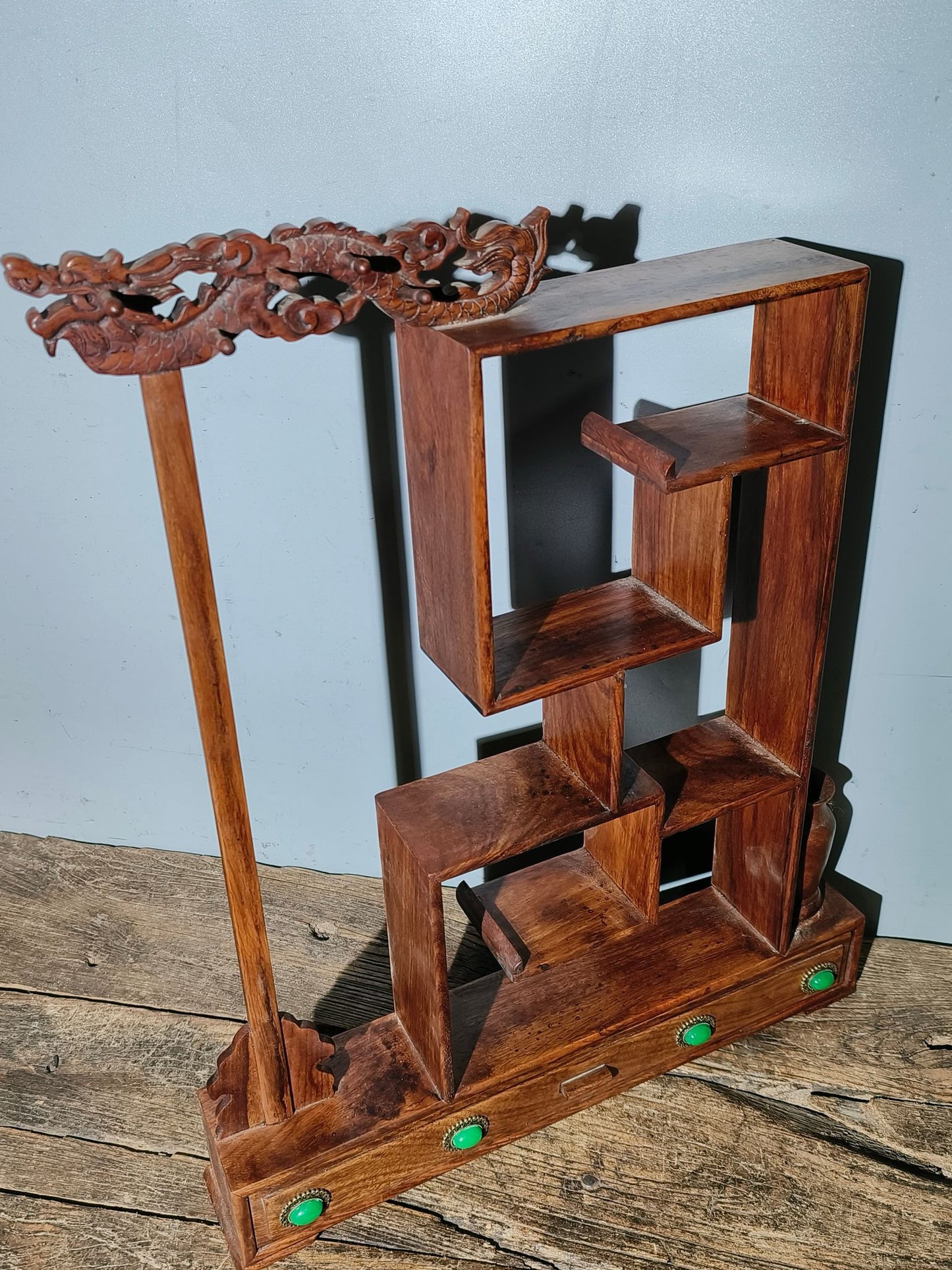 Old pear wood desk large antique rack ornaments