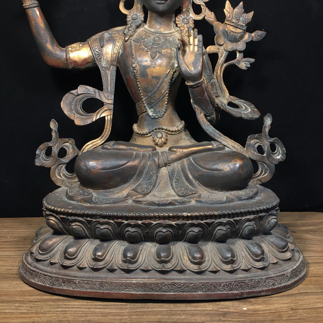 Chinese antique pure copper statue of Manjushri Bodhisattva