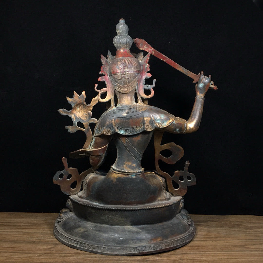 Chinese antique pure copper statue of Manjushri Bodhisattva
