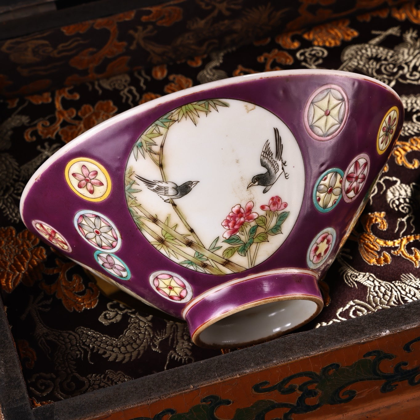 A pair of Chinese antique pink porcelain bowls