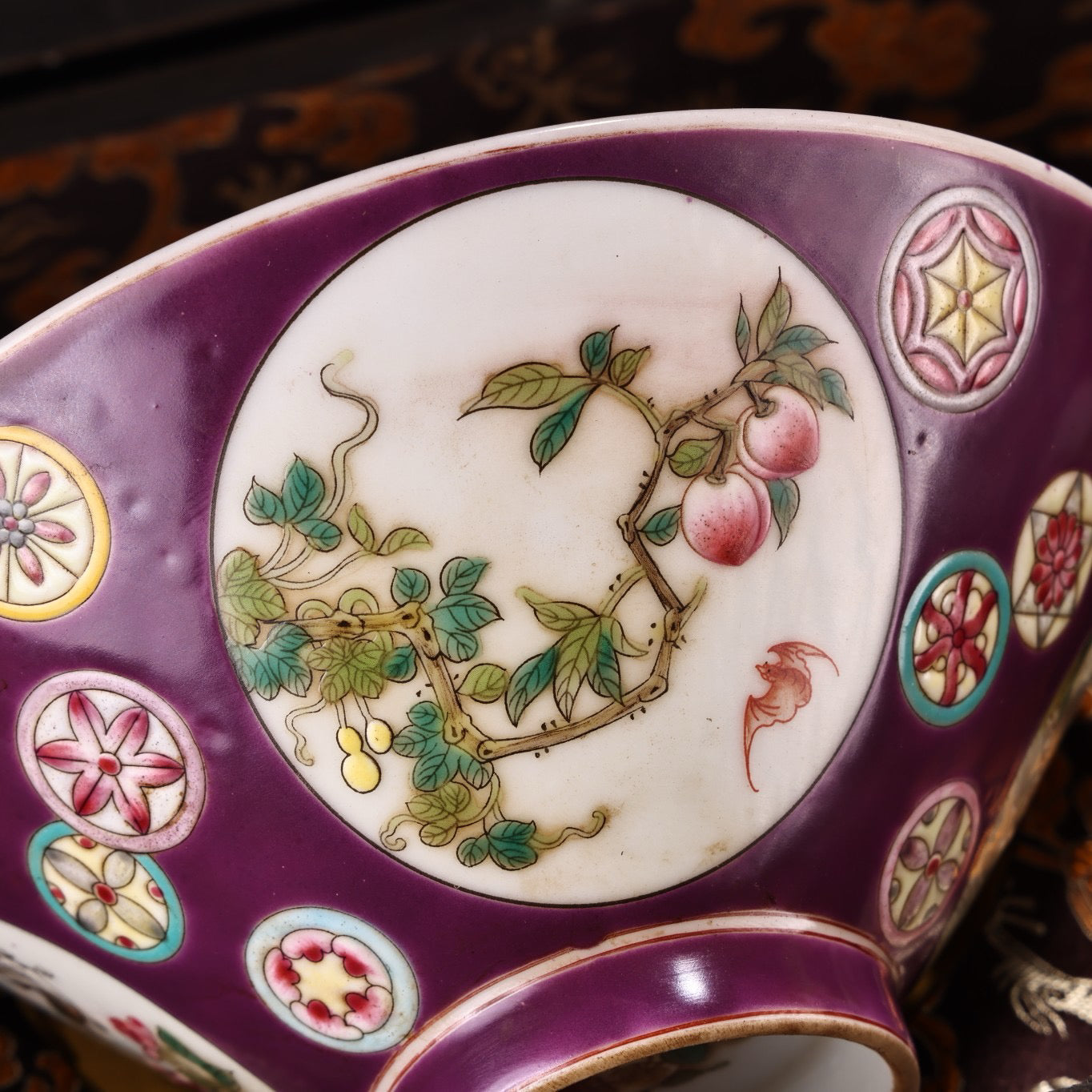 A pair of Chinese antique pink porcelain bowls