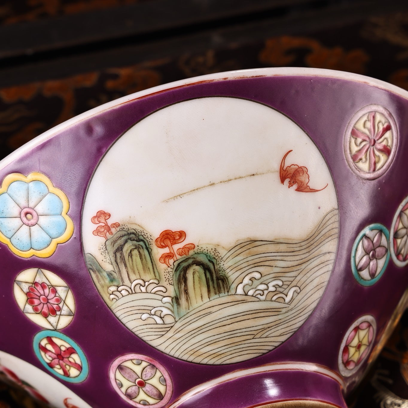 A pair of Chinese antique pink porcelain bowls