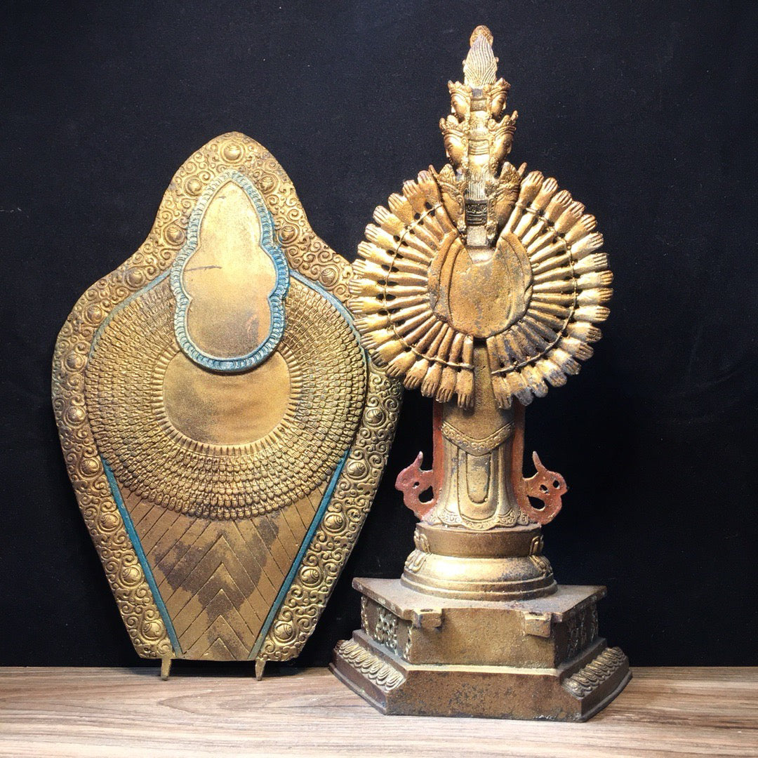 Chinese antique pure copper statue of Thousand Handed Guanyin Bodhisattva