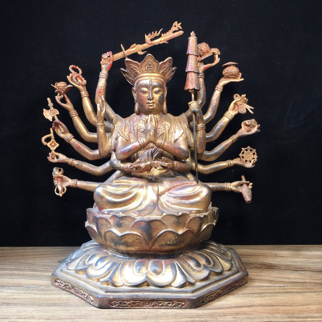 Chinese antique pure copper statue of Zhunti Buddha Mother Buddha
