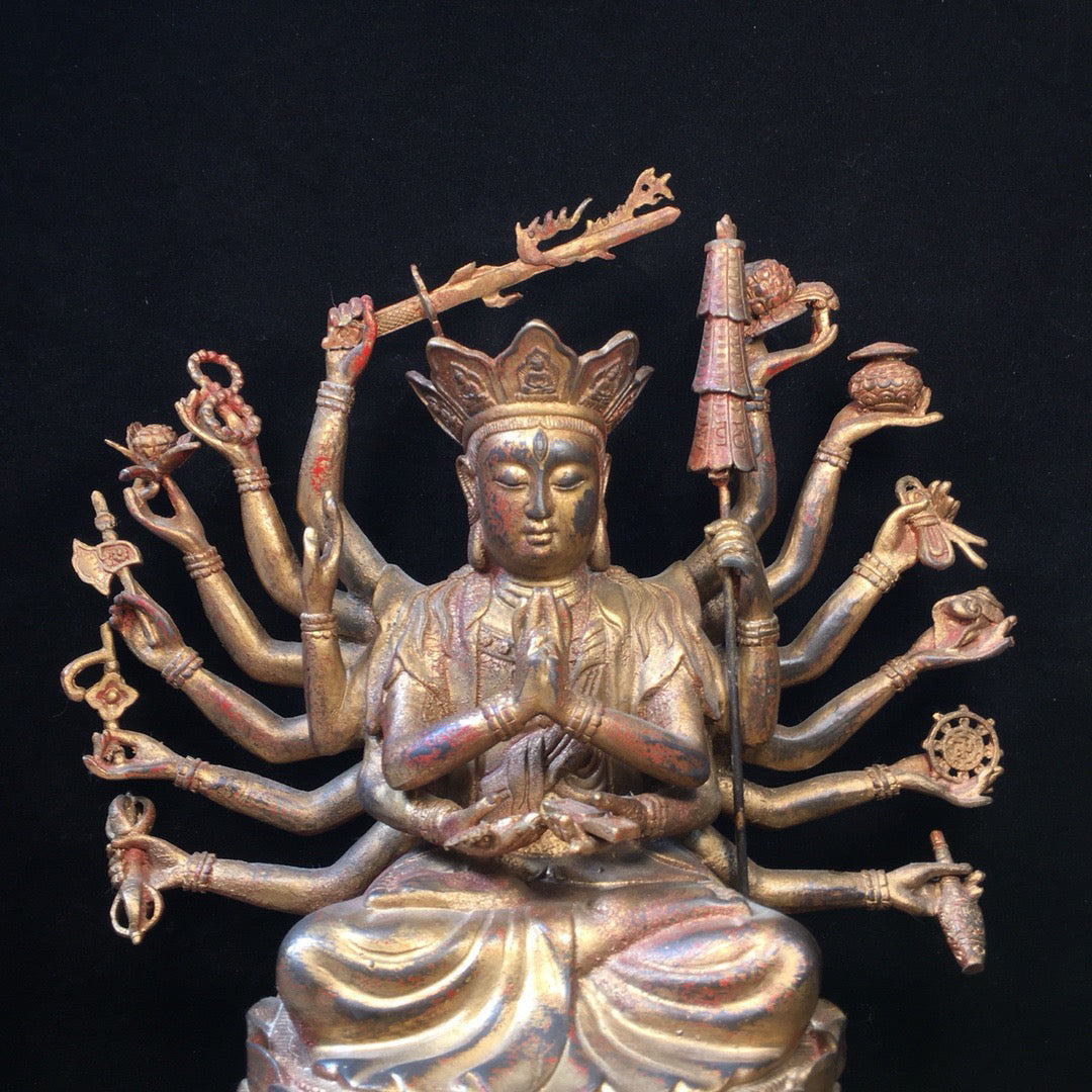 Chinese antique pure copper statue of Zhunti Buddha Mother Buddha