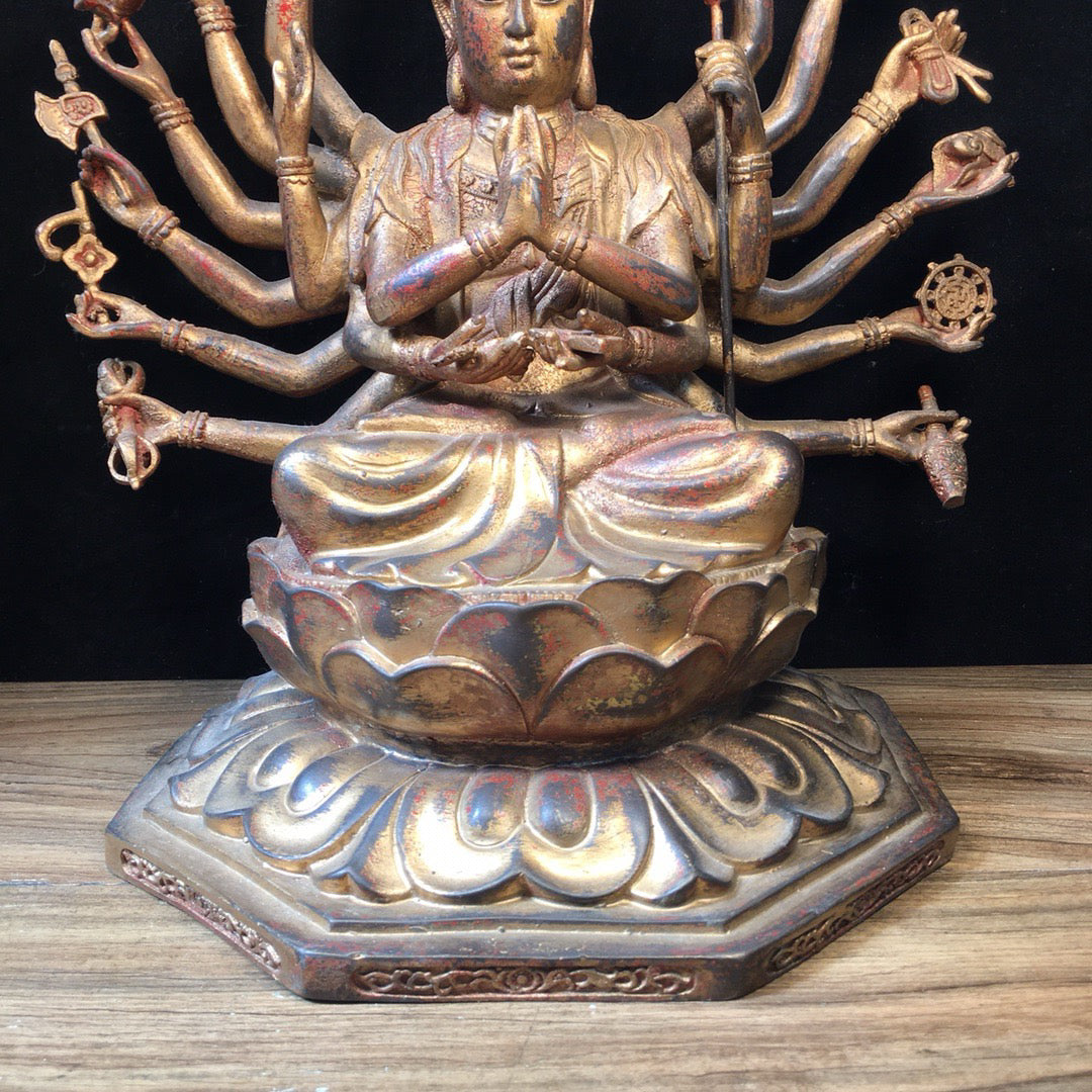 Chinese antique pure copper statue of Zhunti Buddha Mother Buddha