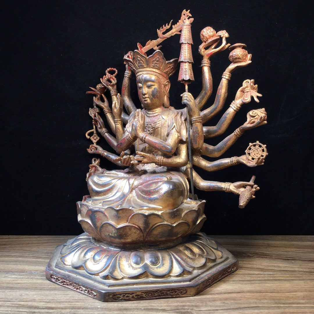 Chinese antique pure copper statue of Zhunti Buddha Mother Buddha