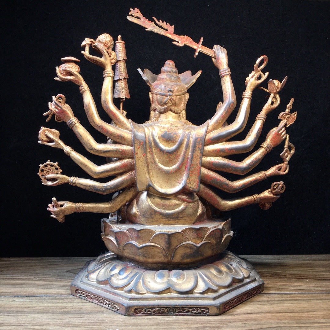 Chinese antique pure copper statue of Zhunti Buddha Mother Buddha