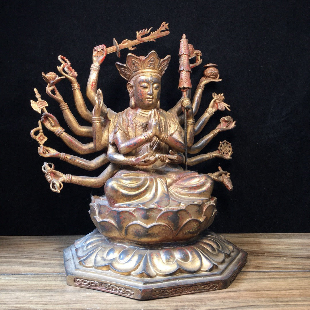 Chinese antique pure copper statue of Zhunti Buddha Mother Buddha