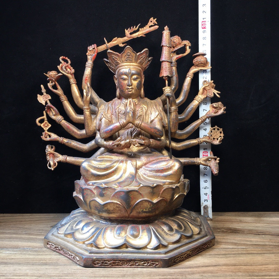 Chinese antique pure copper statue of Zhunti Buddha Mother Buddha
