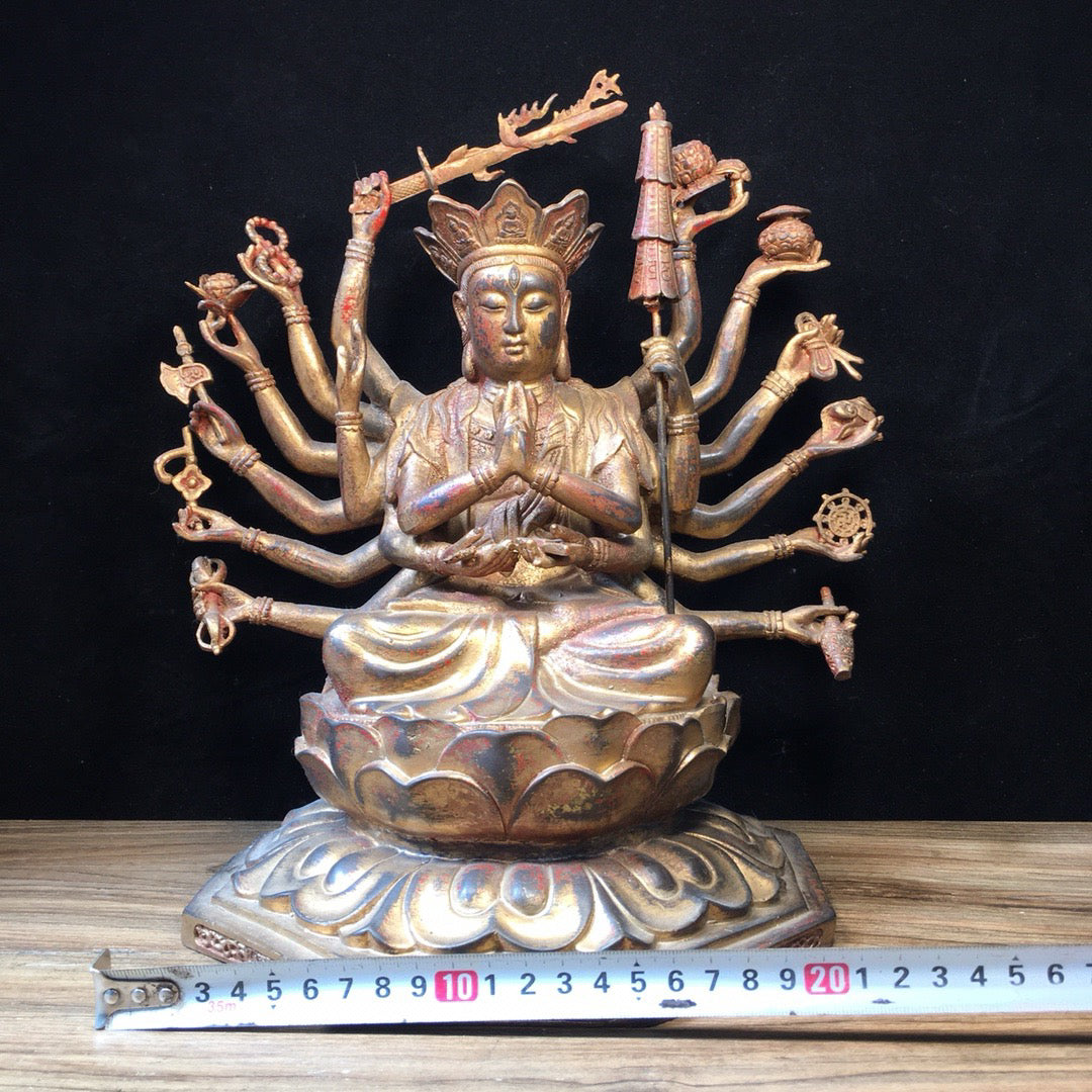 Chinese antique pure copper statue of Zhunti Buddha Mother Buddha