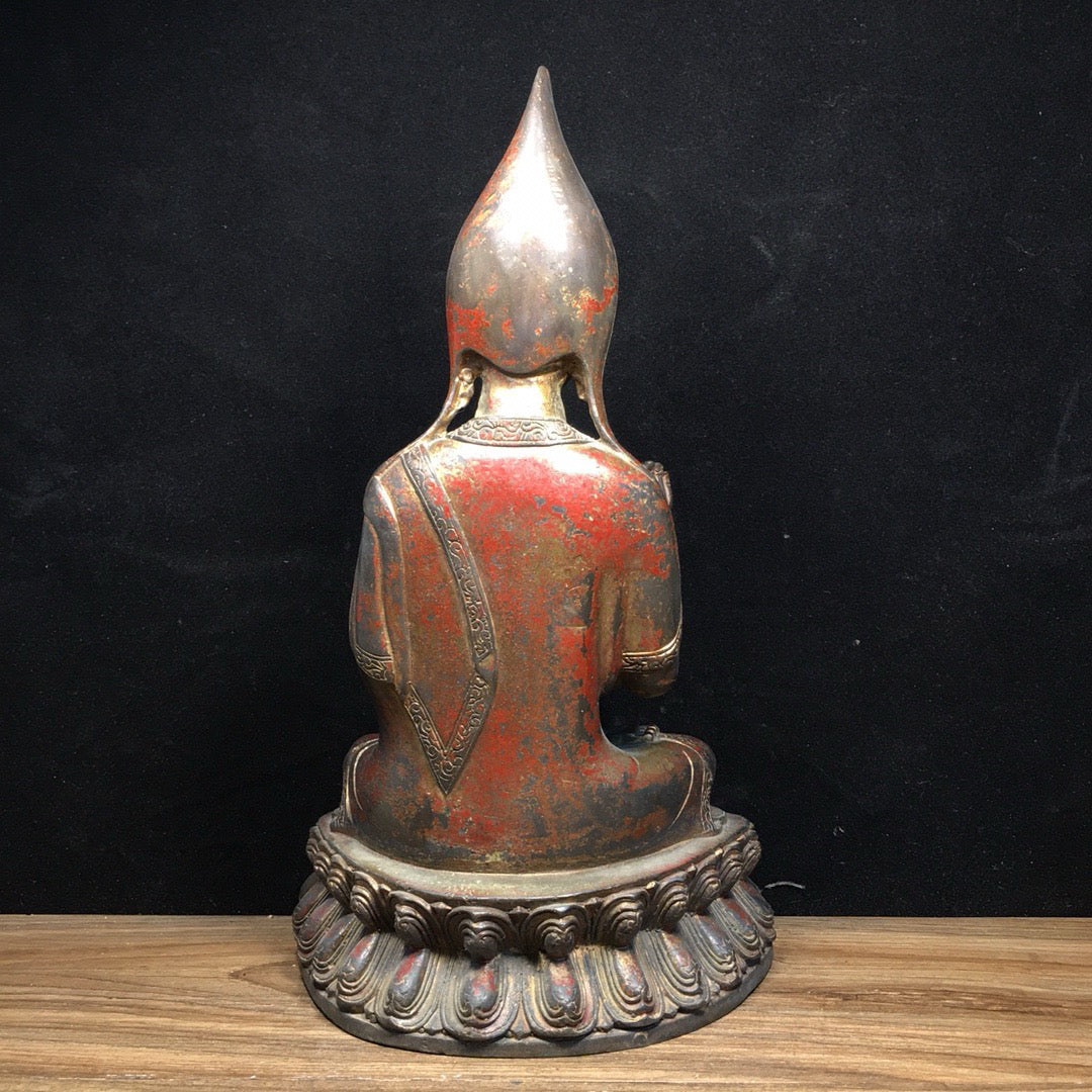 Chinese antique pure copper statue of Master Zongkhapa Buddha