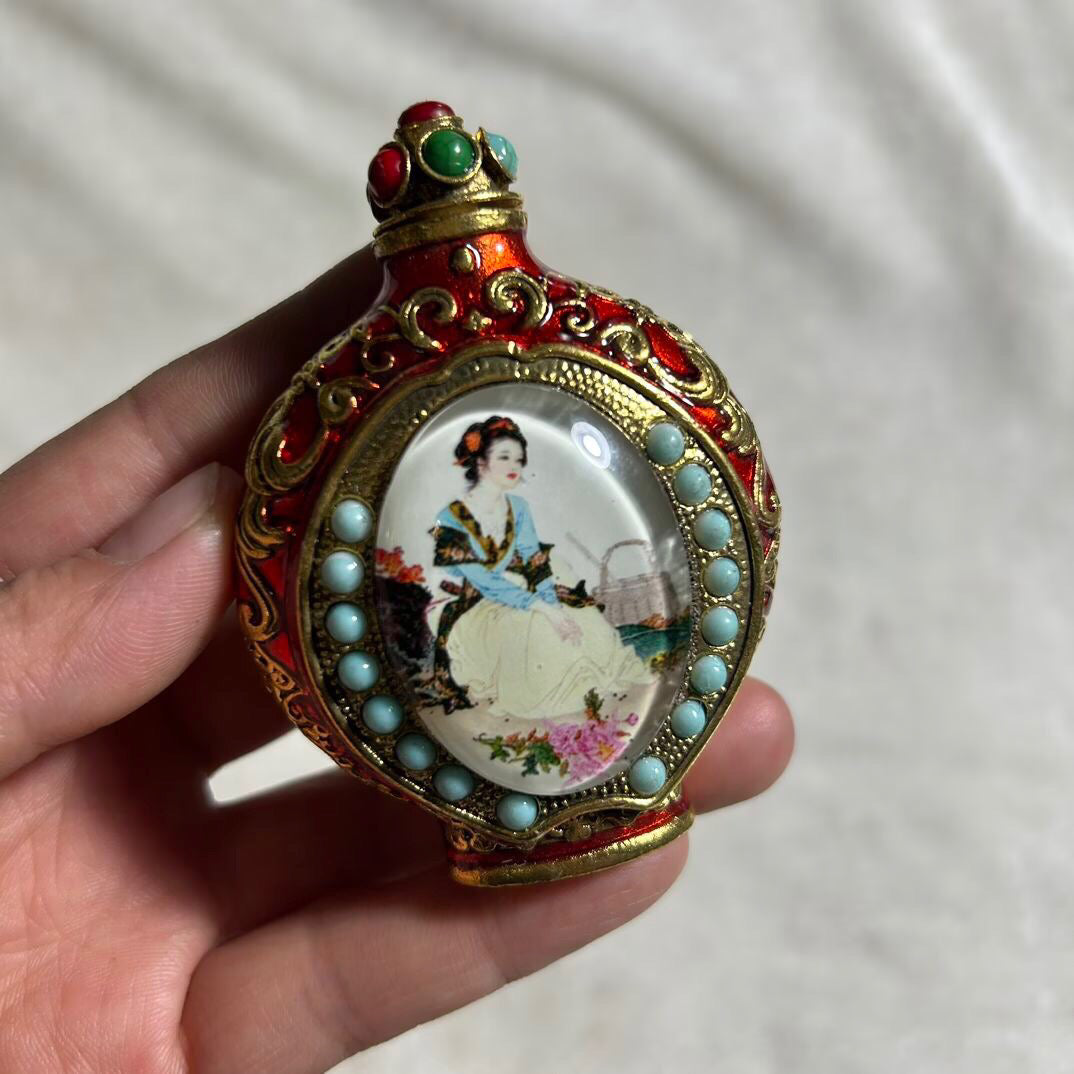 Chinese antique bronze cloisonn é luminous snuff bottle