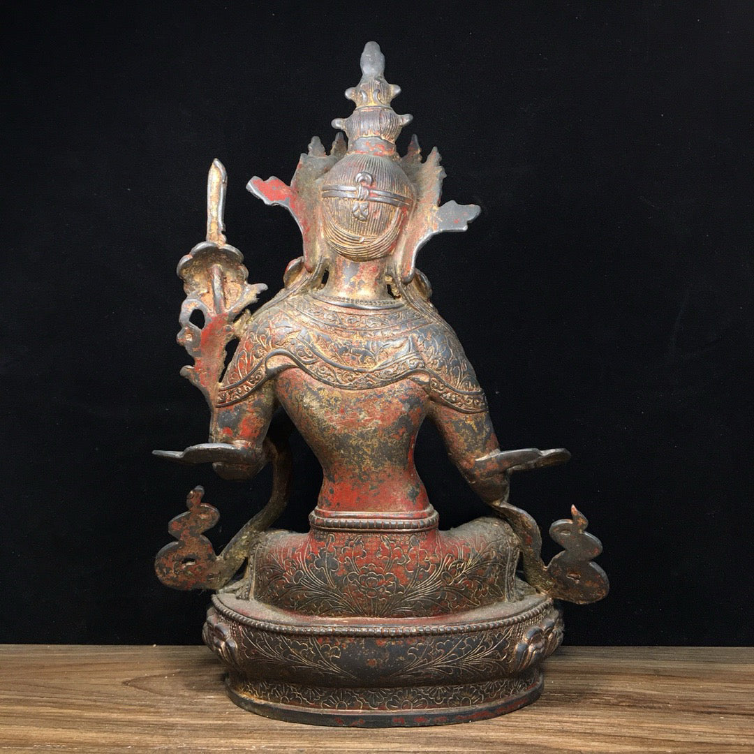 Chinese Antique Pure Copper Green Tara Bodhisattva