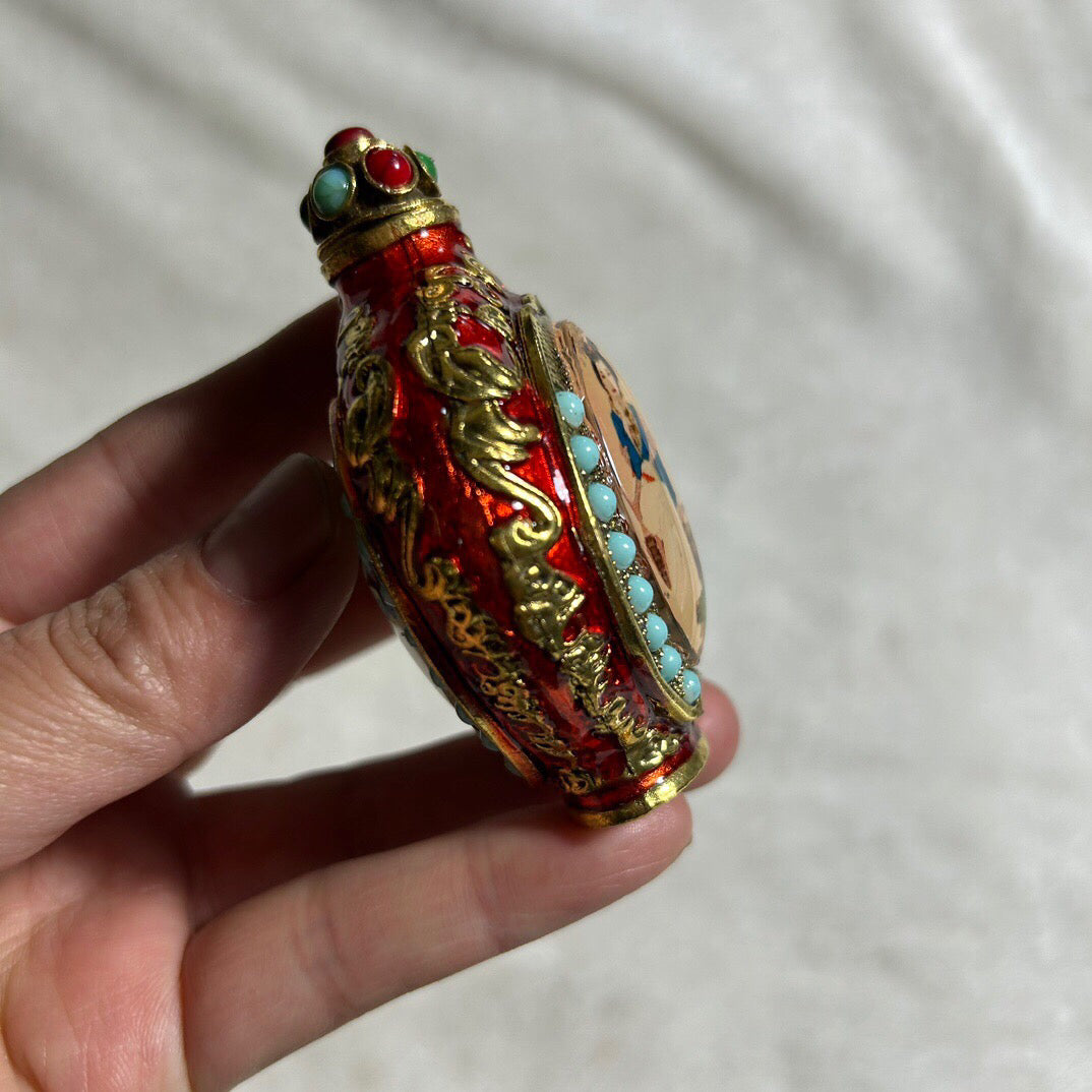 Chinese antique bronze cloisonn é luminous snuff bottle