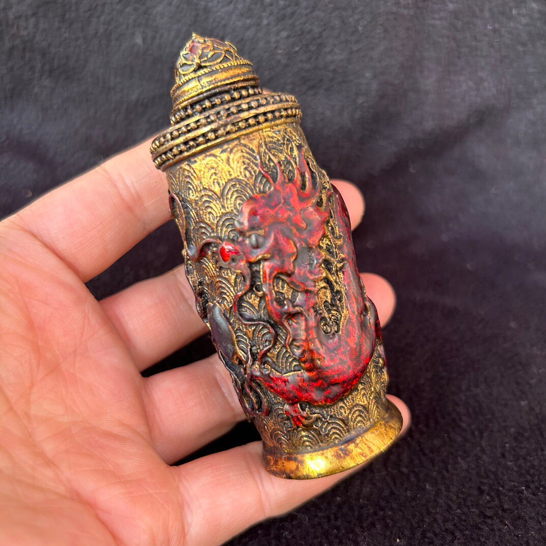 Chinese antique copper snuff bottle