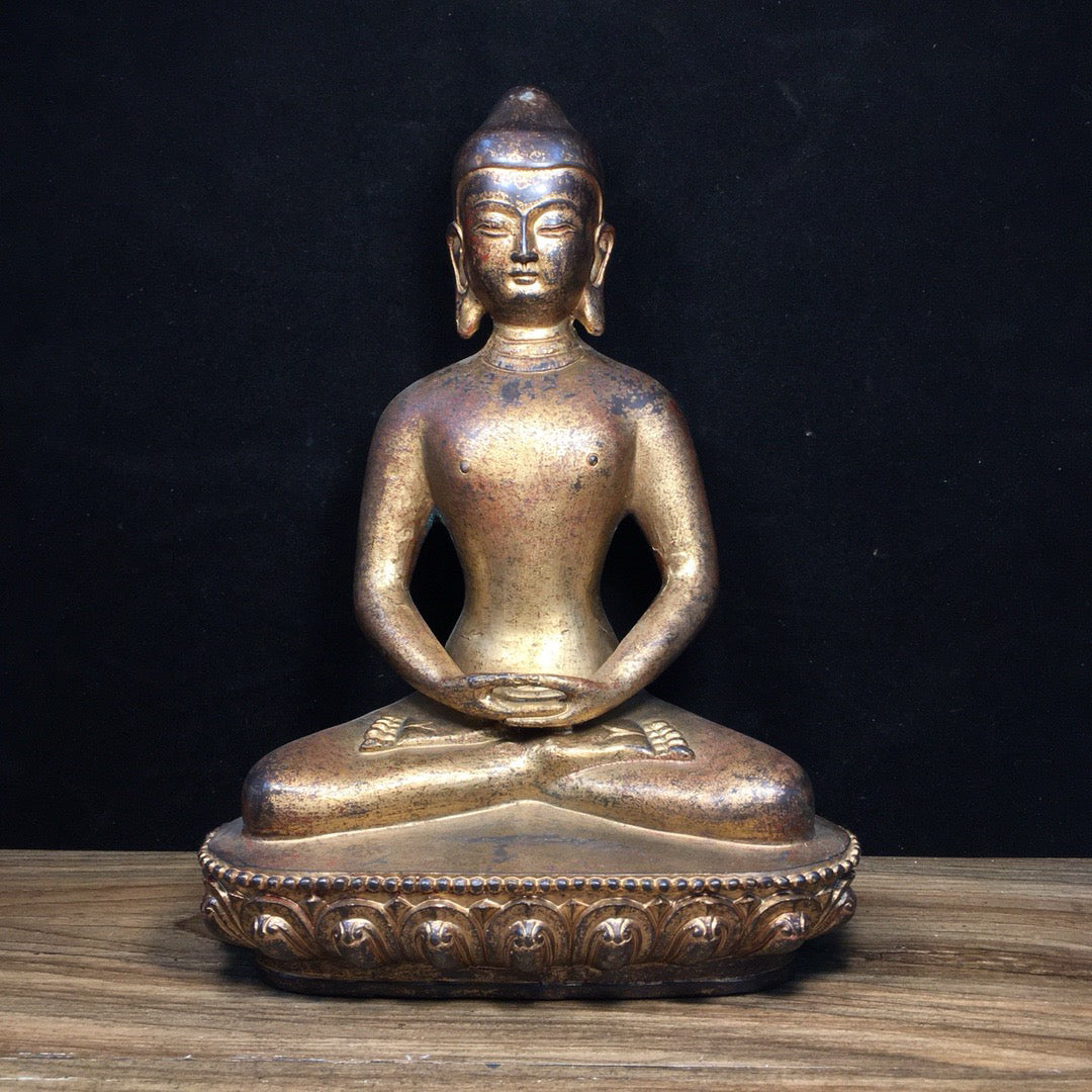 Chinese antique pure copper statue of Shakyamuni Buddha