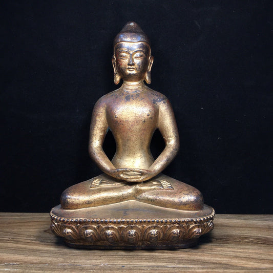 Chinese antique pure copper statue of Shakyamuni Buddha