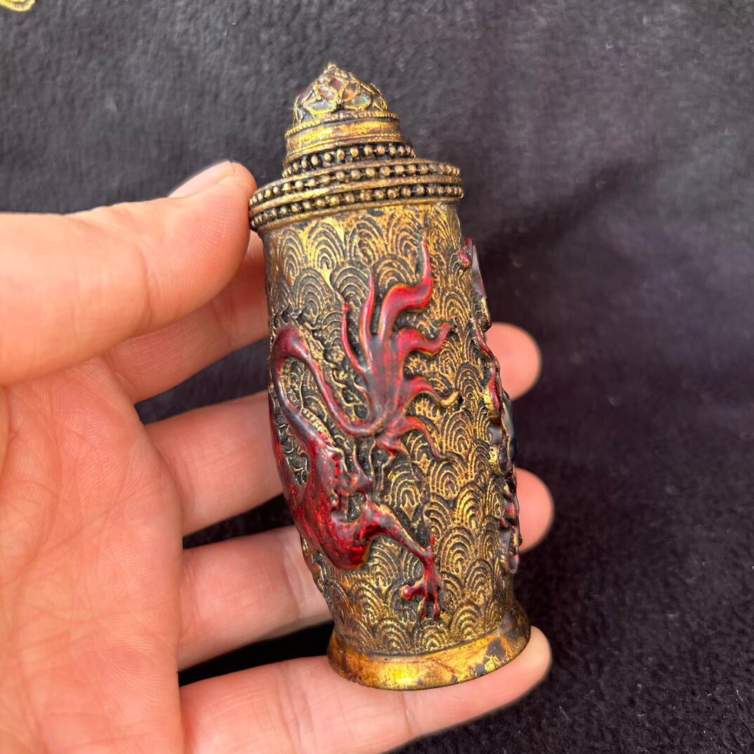 Chinese antique copper snuff bottle