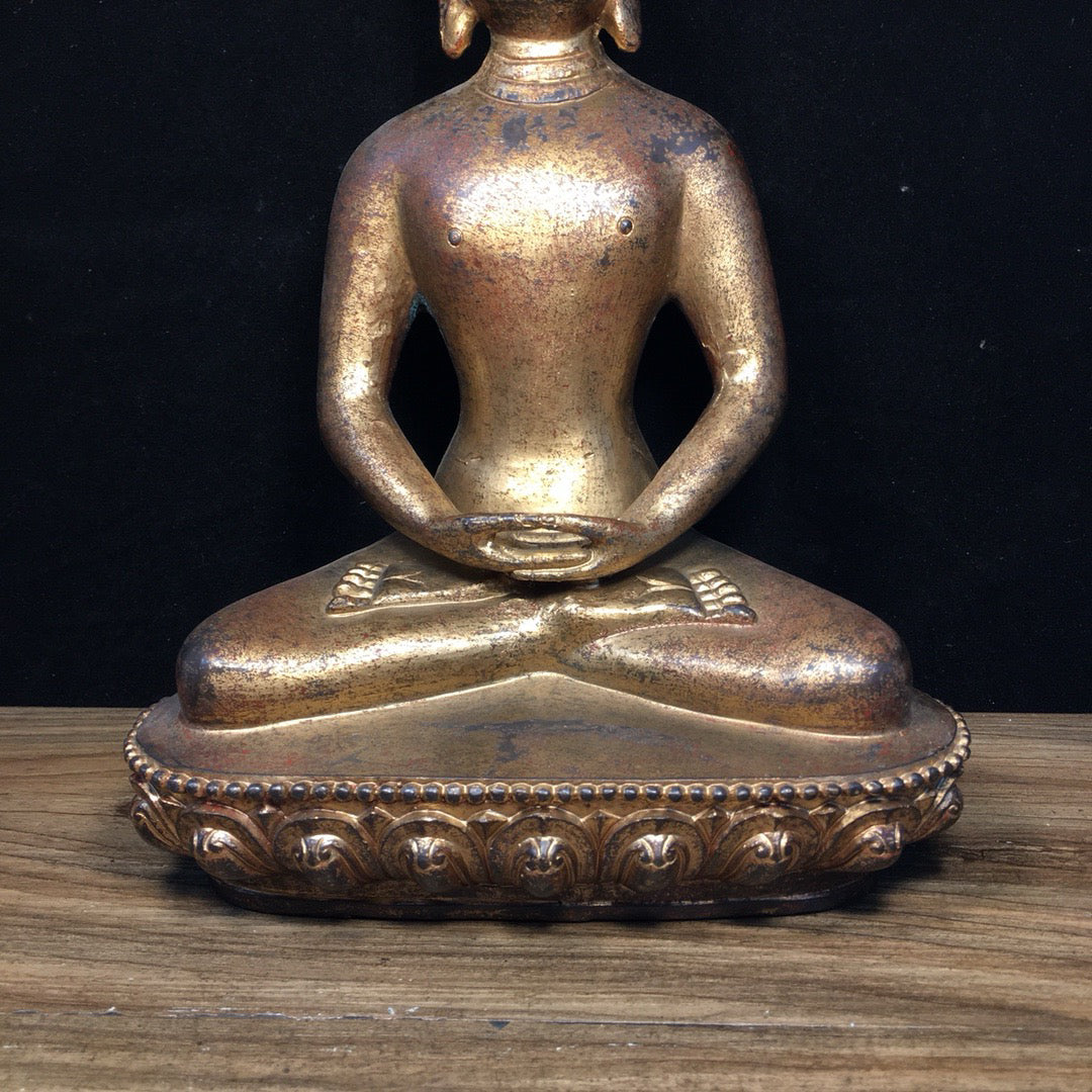 Chinese antique pure copper statue of Shakyamuni Buddha