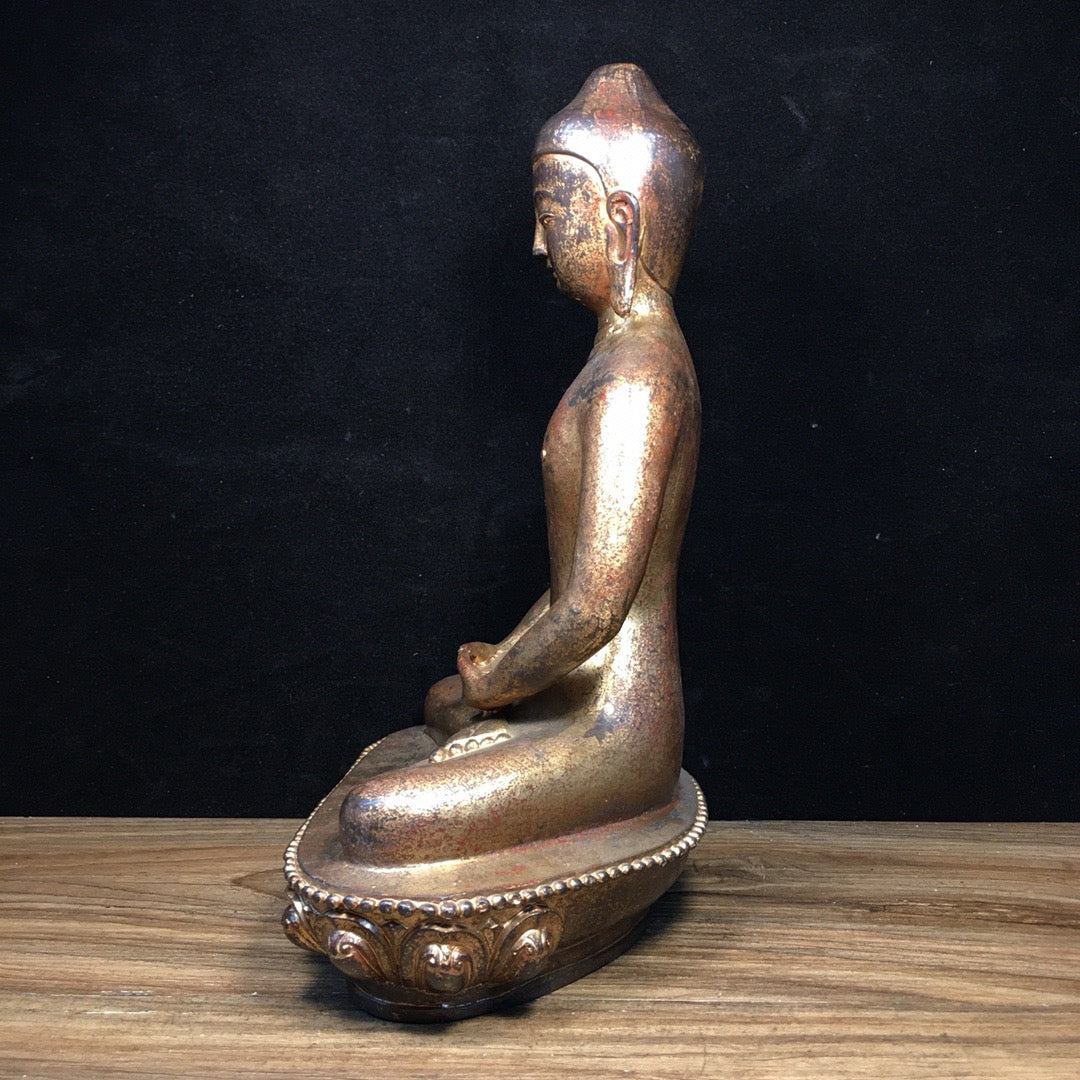 Chinese antique pure copper statue of Shakyamuni Buddha