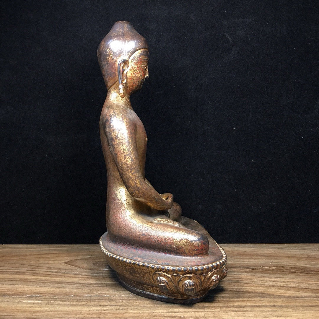 Chinese antique pure copper statue of Shakyamuni Buddha
