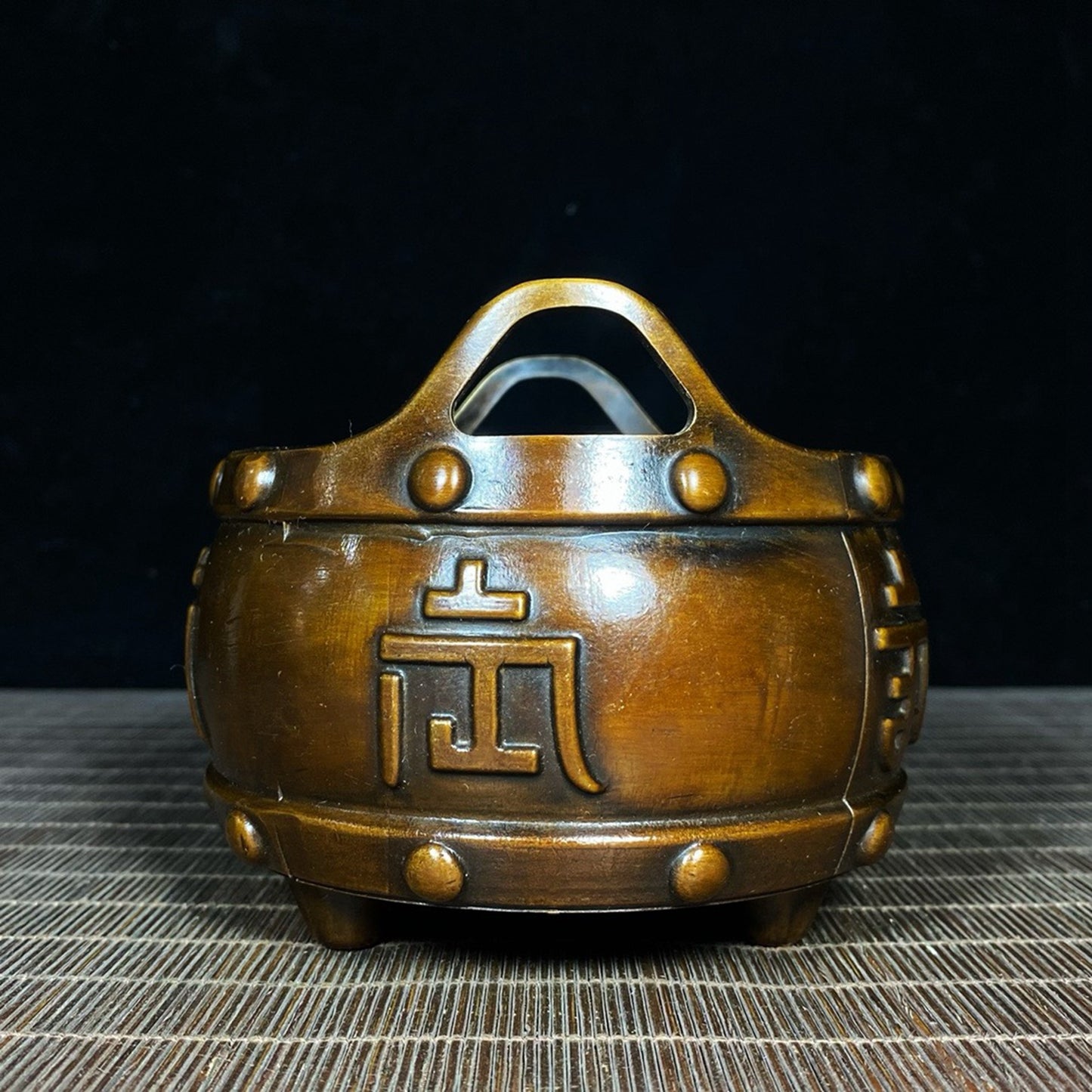 Pure copper six character mantra incense burner