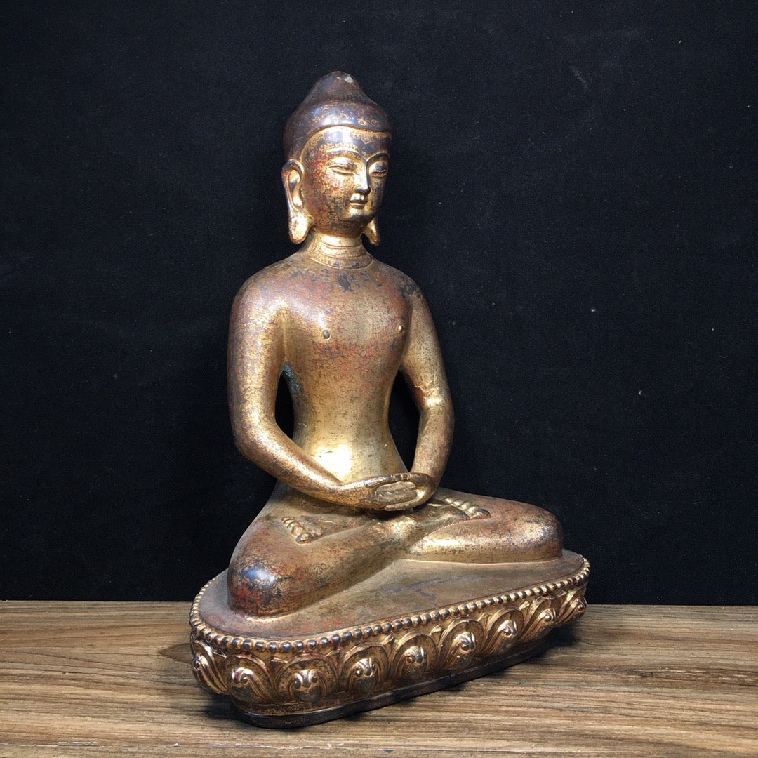 Chinese antique pure copper statue of Shakyamuni Buddha