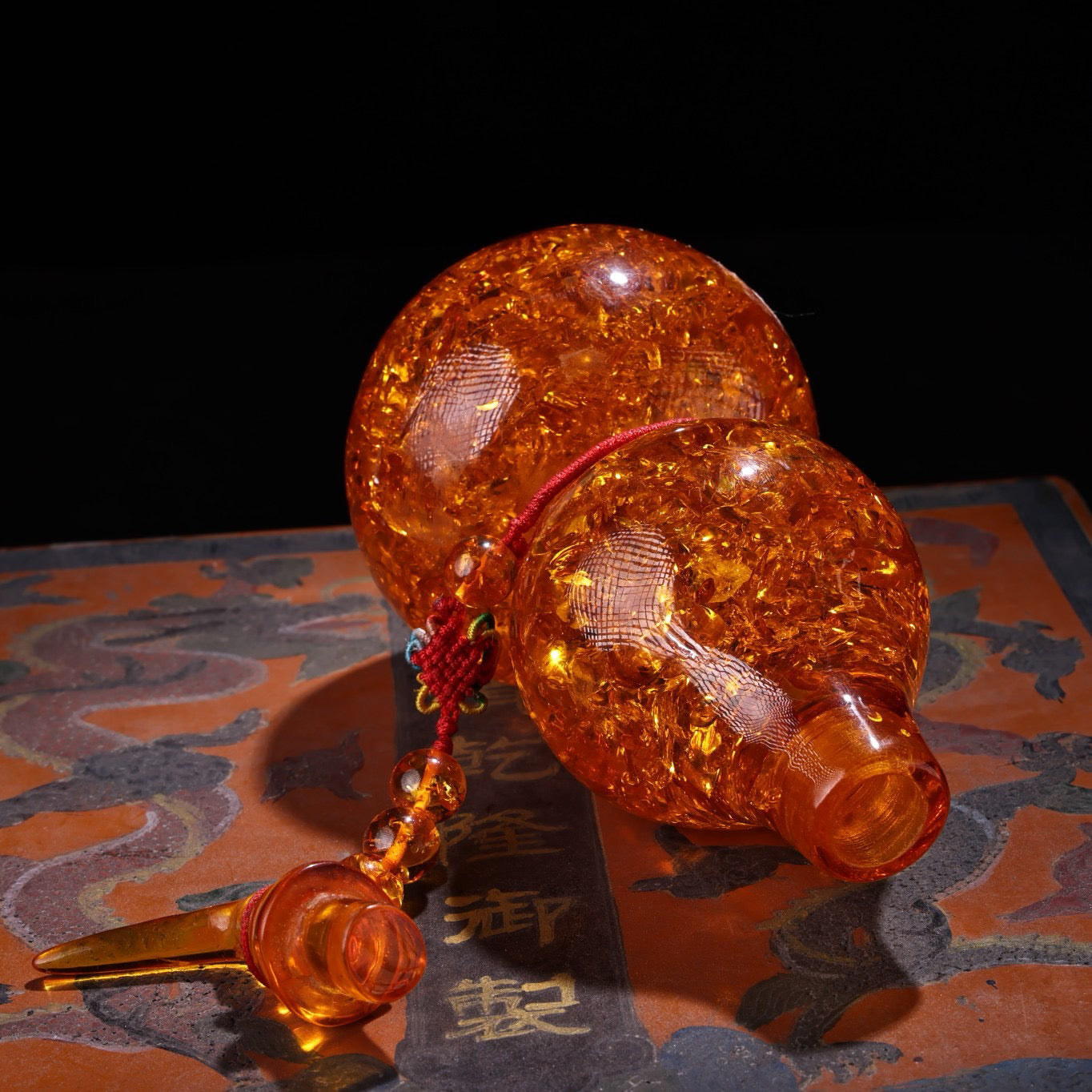 Chinese antique amber carved gourd