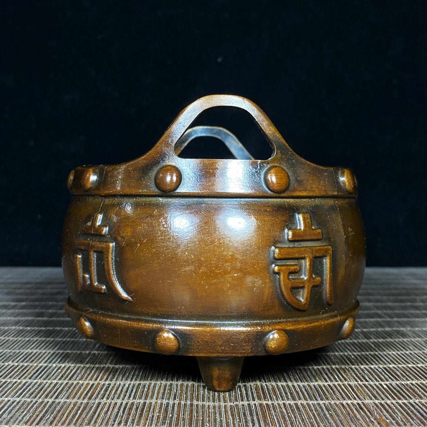 Pure copper six character mantra incense burner