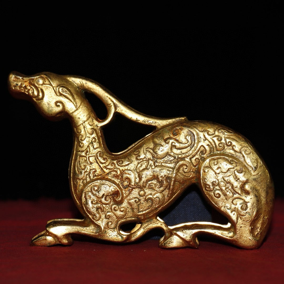 Old Pure Copper Gilded Gold Soldier Talisman