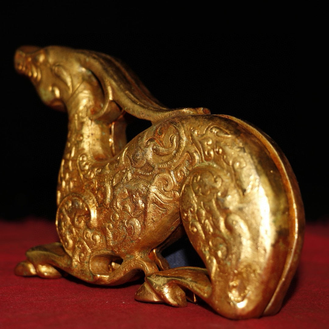Old Pure Copper Gilded Gold Soldier Talisman