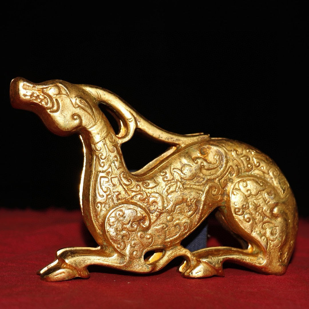 Old Pure Copper Gilded Gold Soldier Talisman